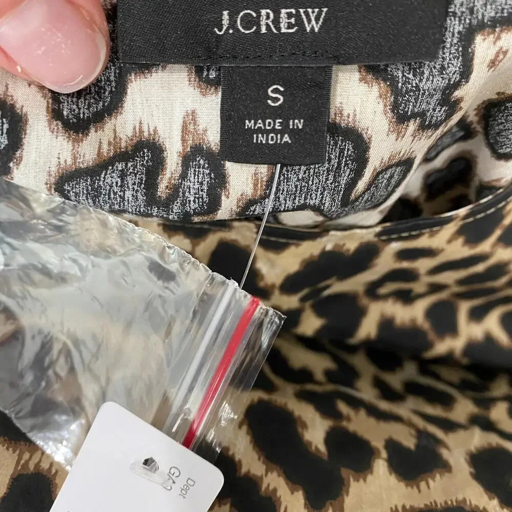 NEW J. Crew Animal Print Ruffle Sleeve Blouse Size Small